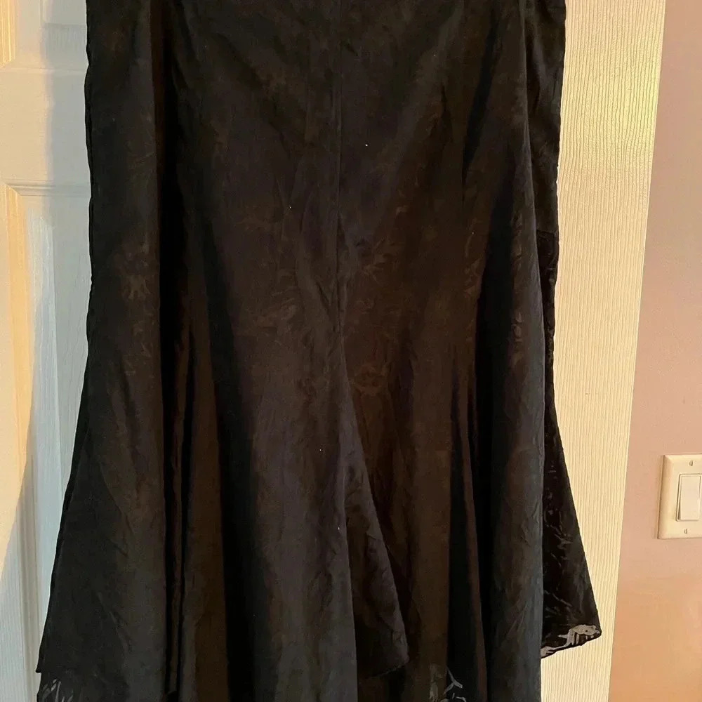White Stag Women Black Midi Skirt Asymmetrical Lined Size 14